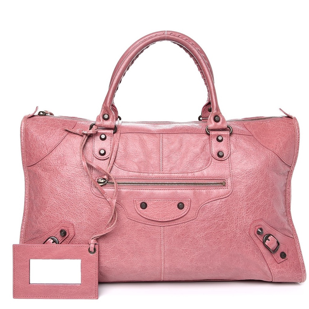 BALENCIAGA Agneau Classic Hardware Work Bag, Rose